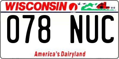 WI license plate 078NUC