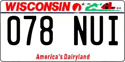 WI license plate 078NUI