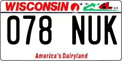 WI license plate 078NUK