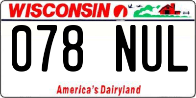 WI license plate 078NUL