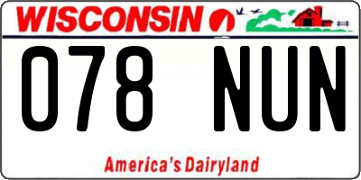 WI license plate 078NUN