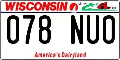 WI license plate 078NUO
