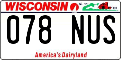 WI license plate 078NUS