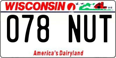 WI license plate 078NUT