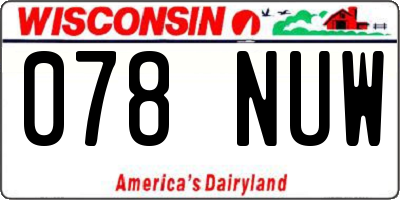 WI license plate 078NUW