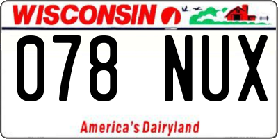 WI license plate 078NUX