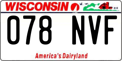 WI license plate 078NVF