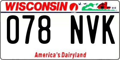 WI license plate 078NVK