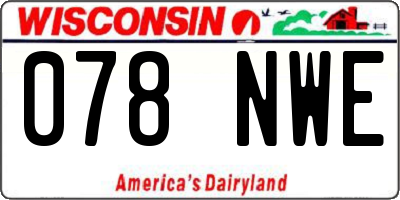WI license plate 078NWE