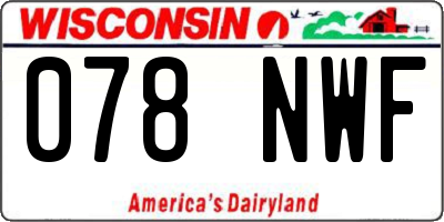 WI license plate 078NWF