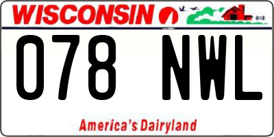 WI license plate 078NWL