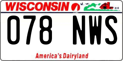 WI license plate 078NWS
