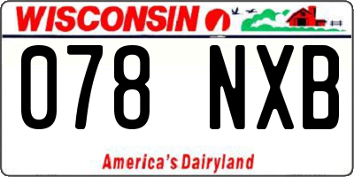 WI license plate 078NXB