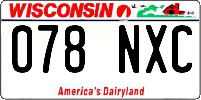 WI license plate 078NXC