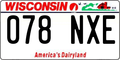 WI license plate 078NXE