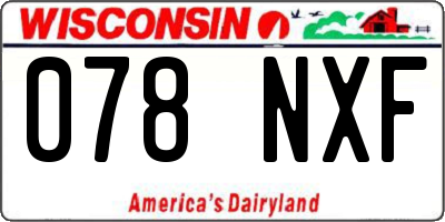 WI license plate 078NXF