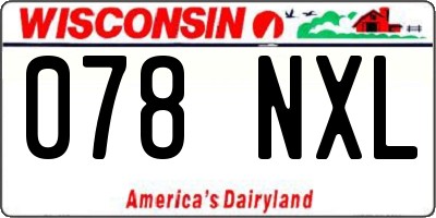 WI license plate 078NXL