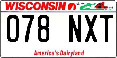 WI license plate 078NXT