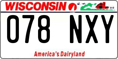 WI license plate 078NXY