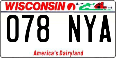 WI license plate 078NYA