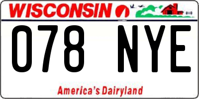 WI license plate 078NYE
