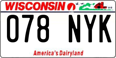 WI license plate 078NYK