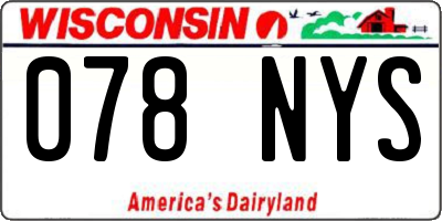 WI license plate 078NYS