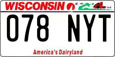 WI license plate 078NYT