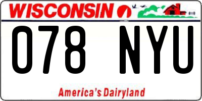 WI license plate 078NYU
