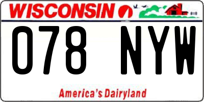 WI license plate 078NYW