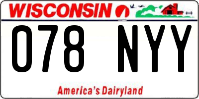 WI license plate 078NYY