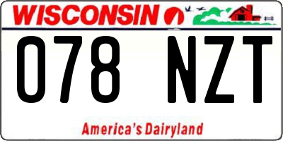 WI license plate 078NZT