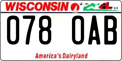 WI license plate 078OAB