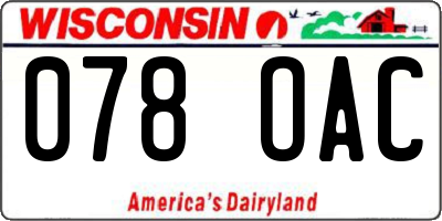 WI license plate 078OAC