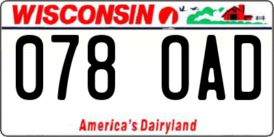 WI license plate 078OAD