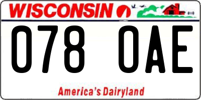 WI license plate 078OAE