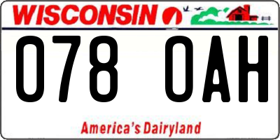 WI license plate 078OAH