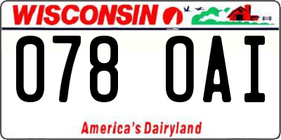 WI license plate 078OAI
