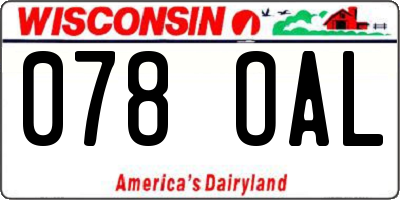 WI license plate 078OAL