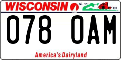WI license plate 078OAM