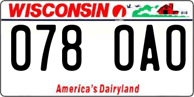 WI license plate 078OAO
