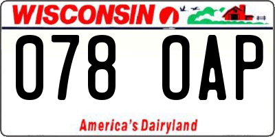 WI license plate 078OAP