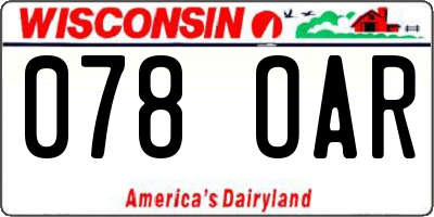 WI license plate 078OAR