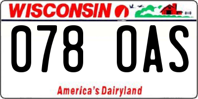 WI license plate 078OAS