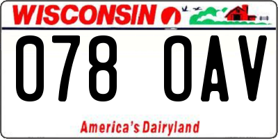 WI license plate 078OAV