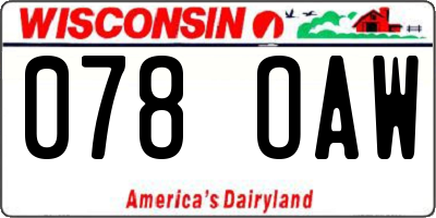 WI license plate 078OAW