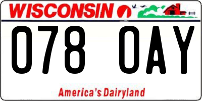 WI license plate 078OAY
