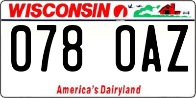 WI license plate 078OAZ
