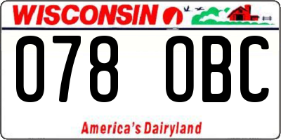WI license plate 078OBC