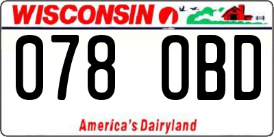 WI license plate 078OBD